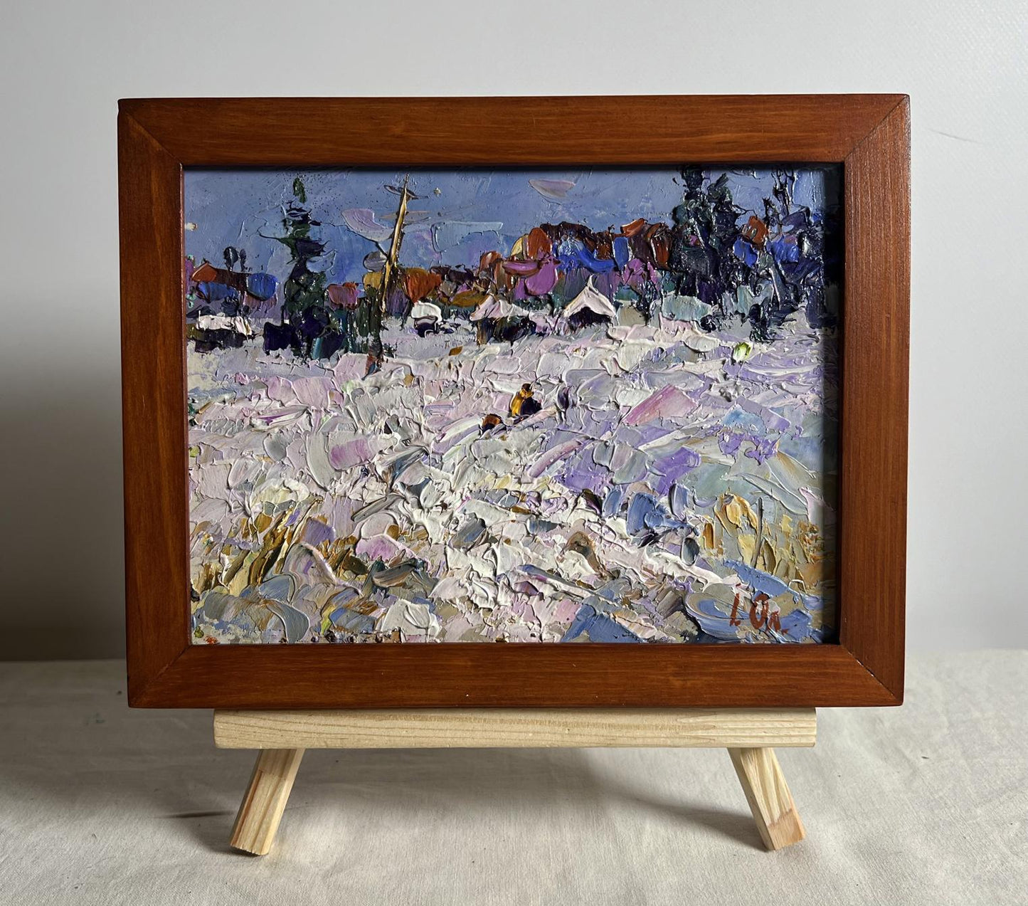 Rustic Winter Road Home oil painting by Oleksiy Ivanyuk, snowy landscape