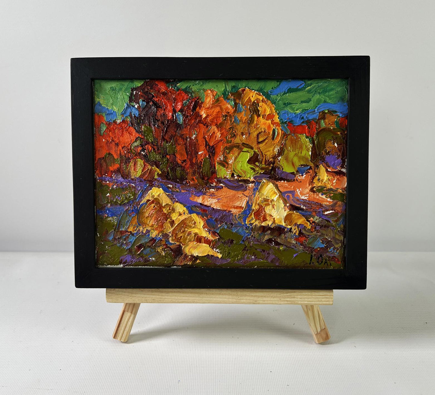 Oil painting Autumn Horizon by Oleksiy Ivanyuk in black frame