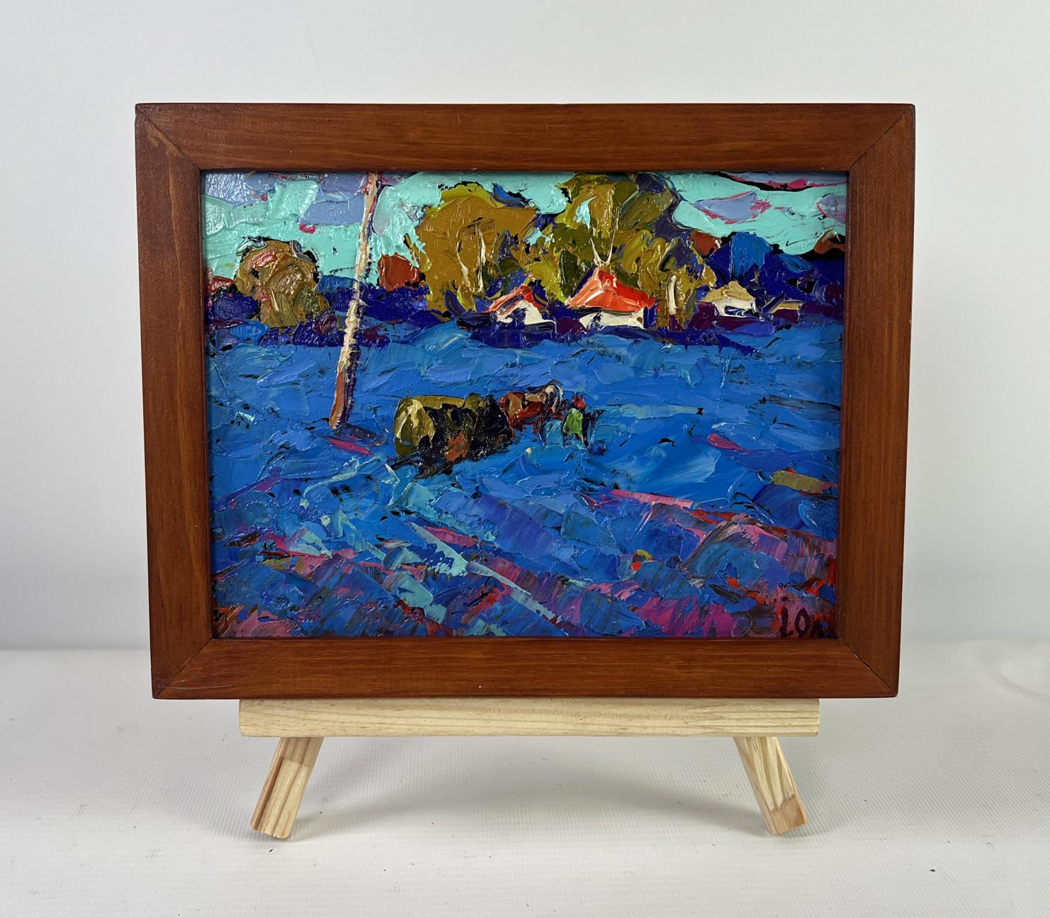 Oil painting The Path to Your Home by Oleksiy Ivanyuk in wooden frame