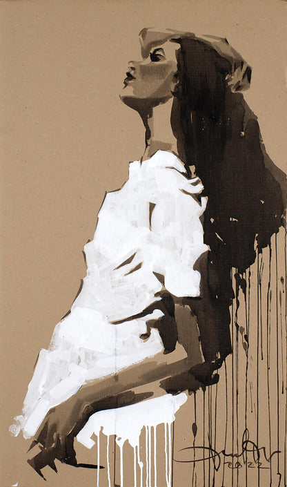 Stylized acrylic painting Sister by Dima Filatov: woman in profile