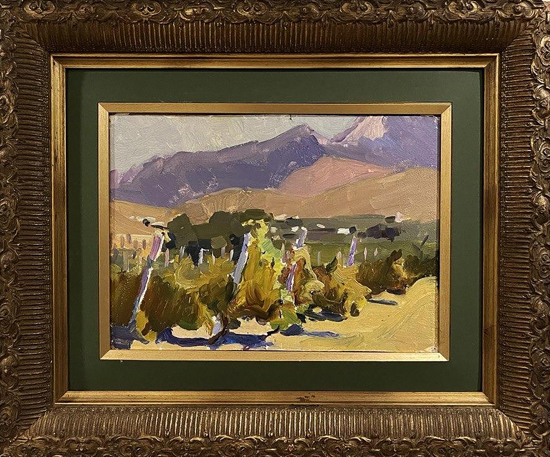 Oil painting Vineyards by Oleksandr Andreev in gold frame