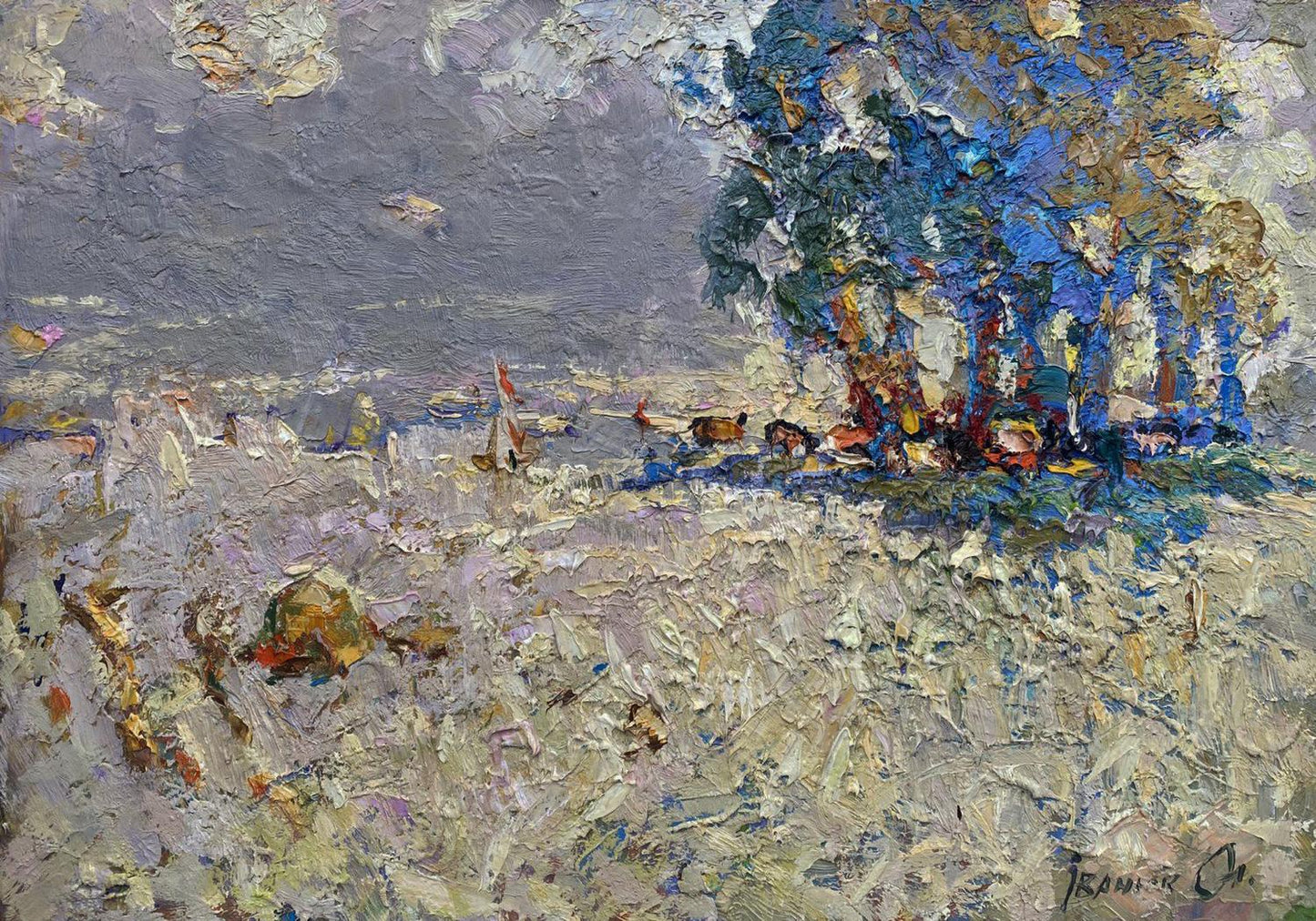 Impressionistic oil painting of autumn meadows by Oleksiy Ivanyuk