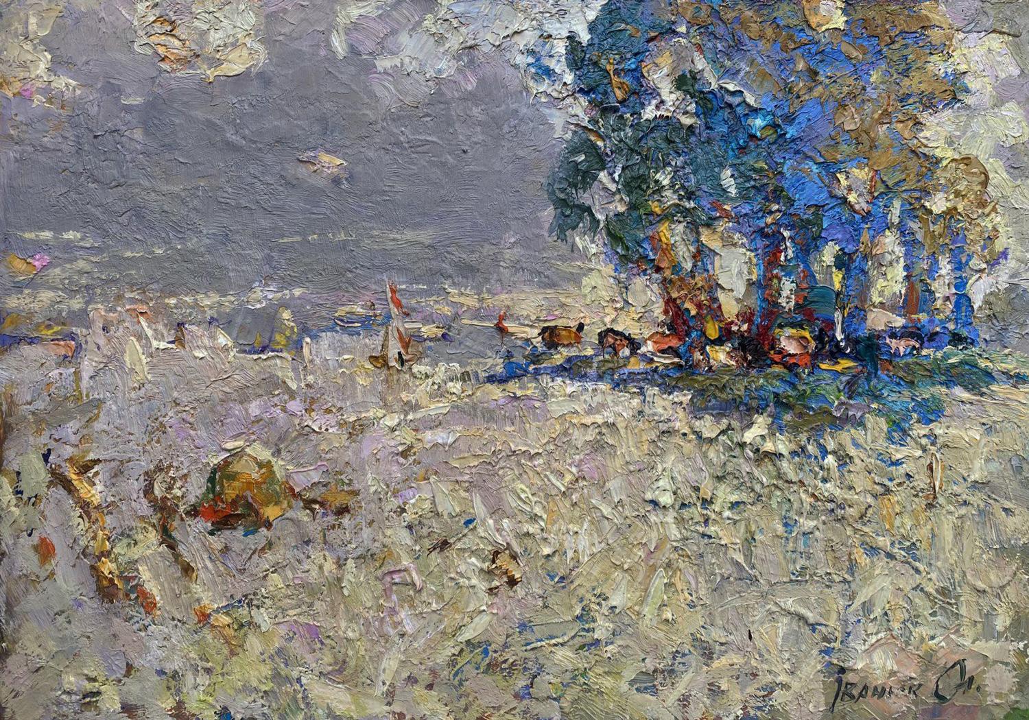 Impressionistic oil painting of autumn meadows by Oleksiy Ivanyuk
