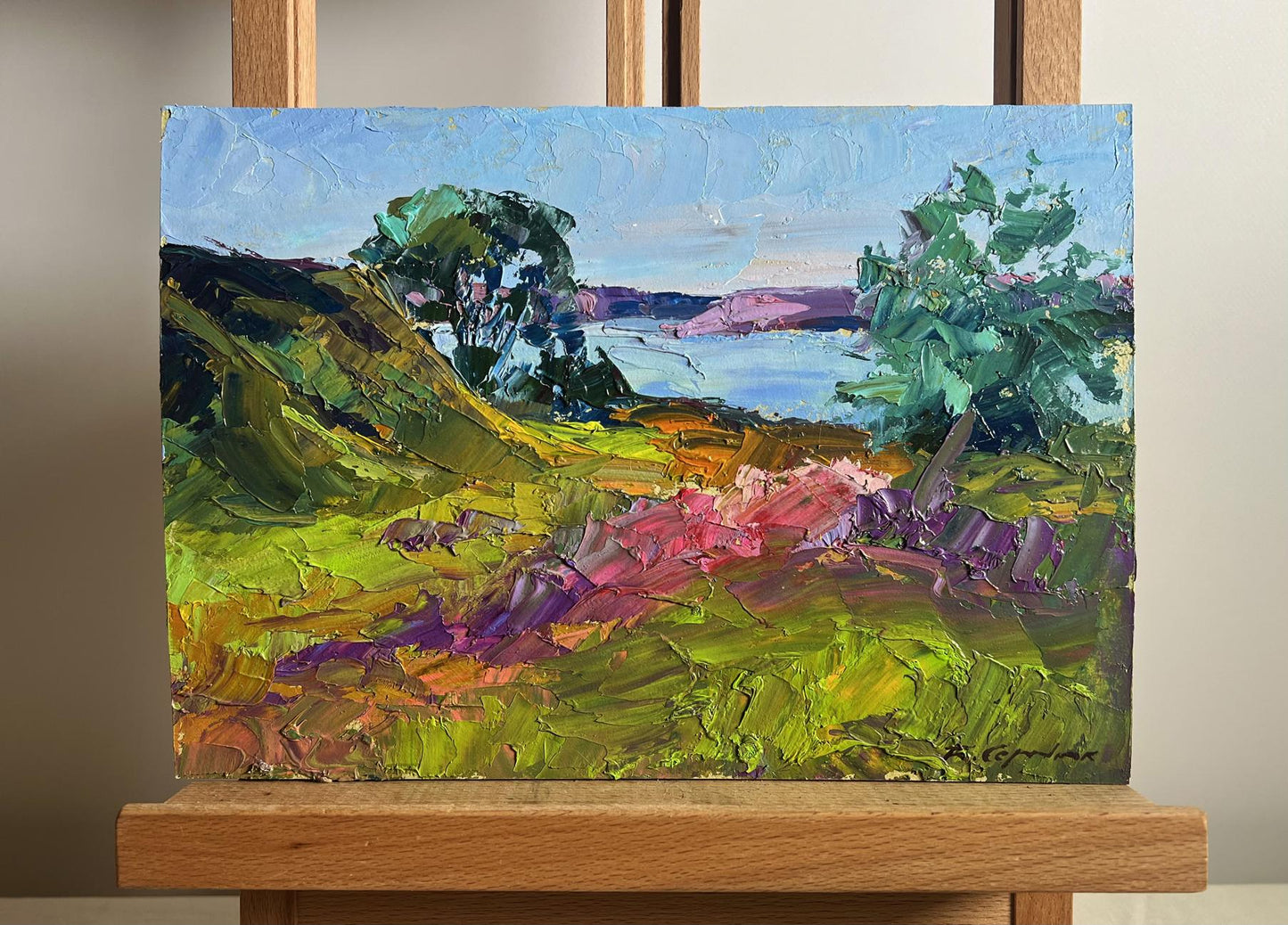 Vibrant impressionist oil painting The road to the river by Boris Serdyuk