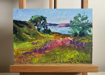 Vibrant impressionist oil painting The road to the river by Boris Serdyuk