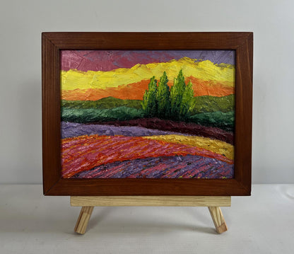 Vibrant oil painting Summer evening in sunset colors by V. Zadorozhnya, framed