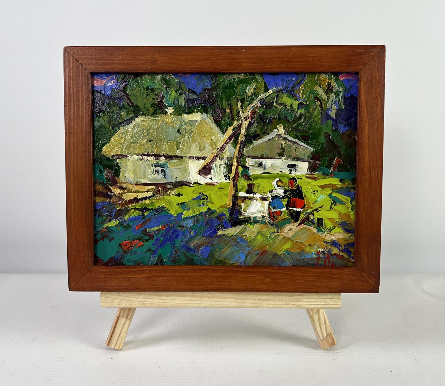 Oil painting Conversation in the embrace of silence by Oleksiy Ivanyuk village scene