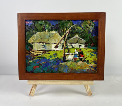 Oil painting Conversation in the embrace of silence by Oleksiy Ivanyuk village scene