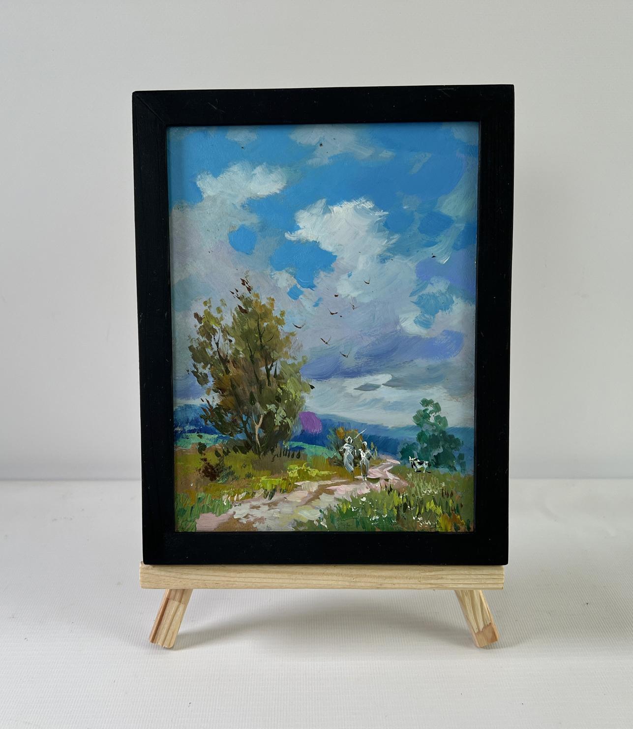 Oil painting Path to the sky by Yuriy Suprunchuk with blue sky and path