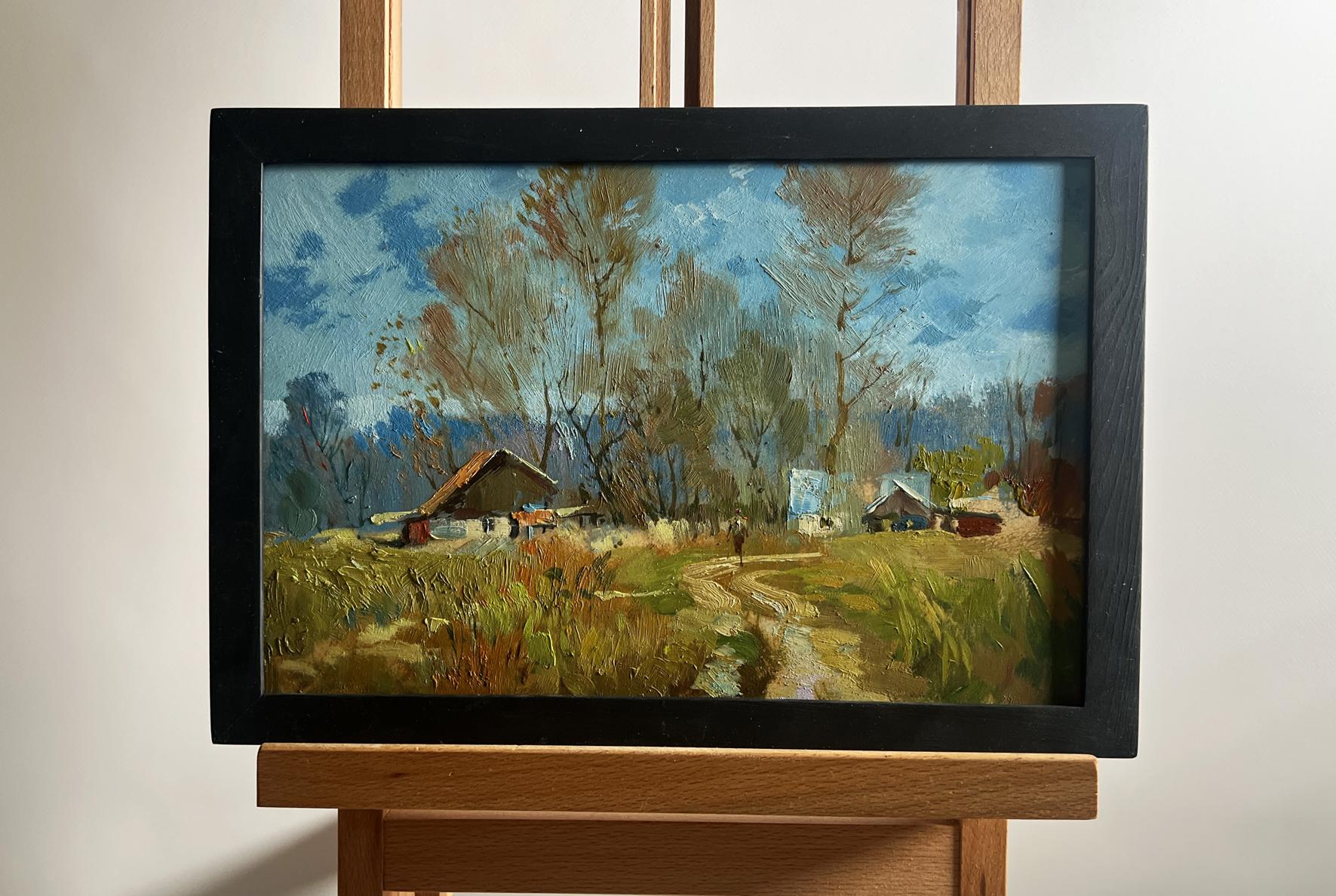 Oil painting I’m going back home by Yuriy Suprunchuk: rustic countryside scene