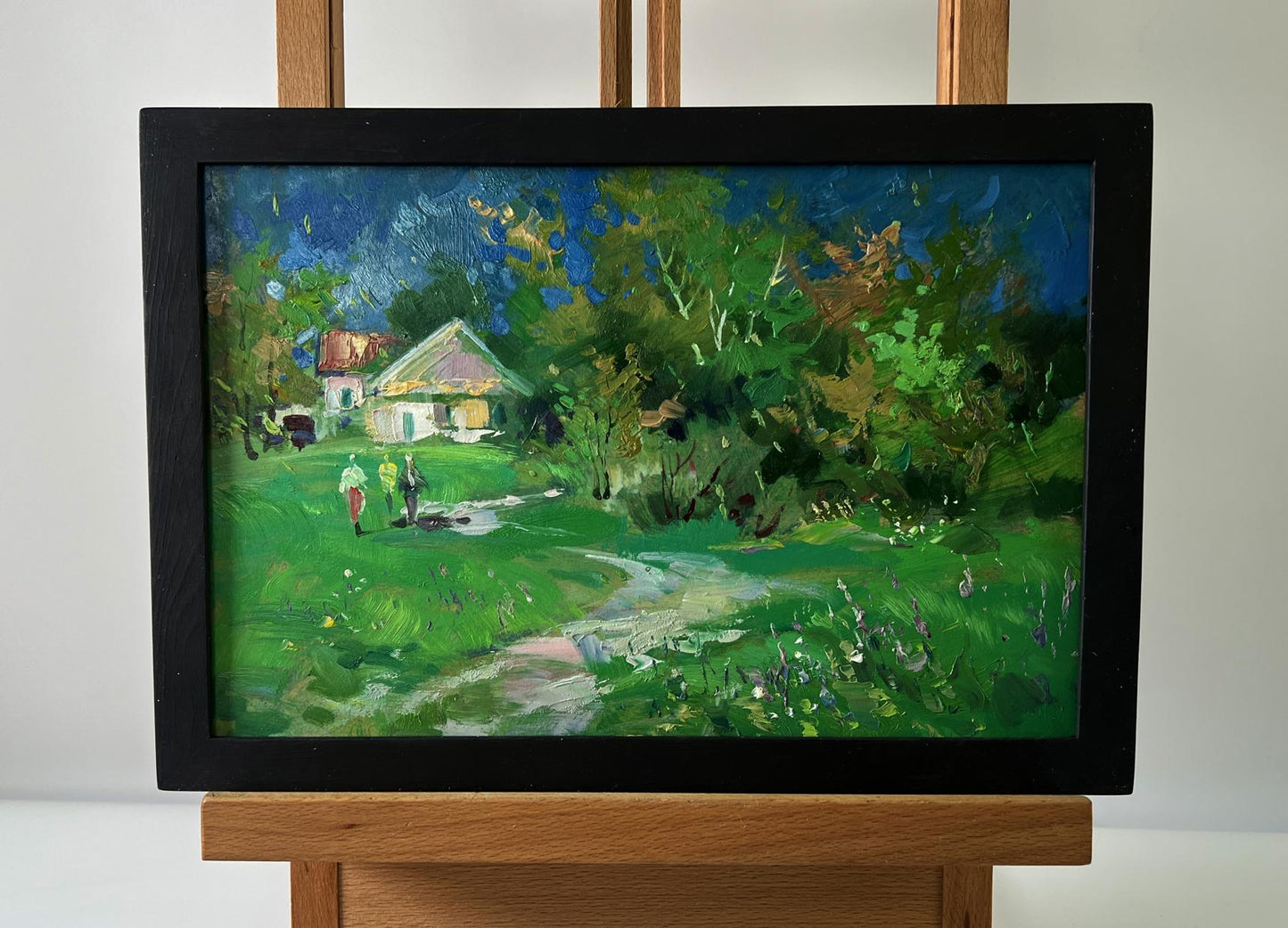 Framed oil painting The path leading to the village by Yuriy Suprunchuk
