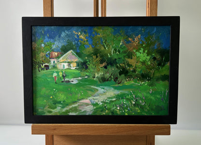 Framed oil painting The path leading to the village by Yuriy Suprunchuk