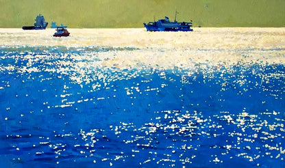Oil painting Shine by Anastasia Yaroshevich: blue ocean with sparkling reflections