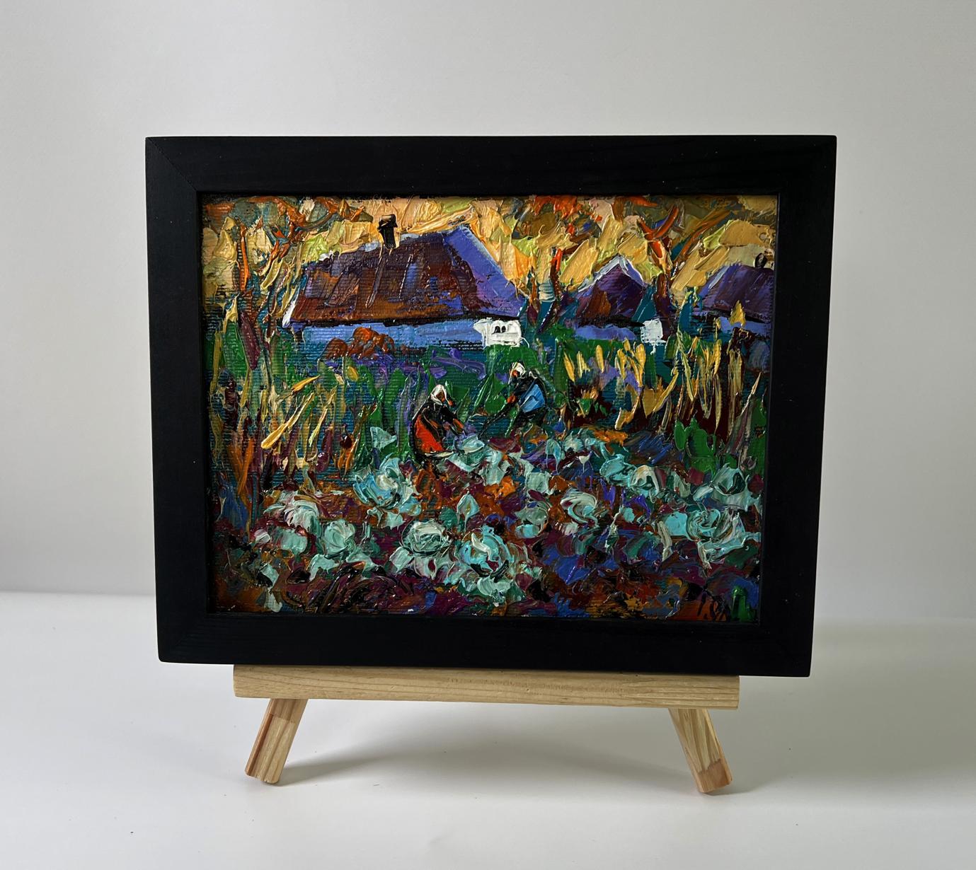 Oil painting Country garden by Oleksiy Ivanyuk in black frame
