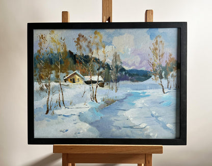 Framed oil painting Winter Breeze in the Forest by Yuriy Suprunchuk