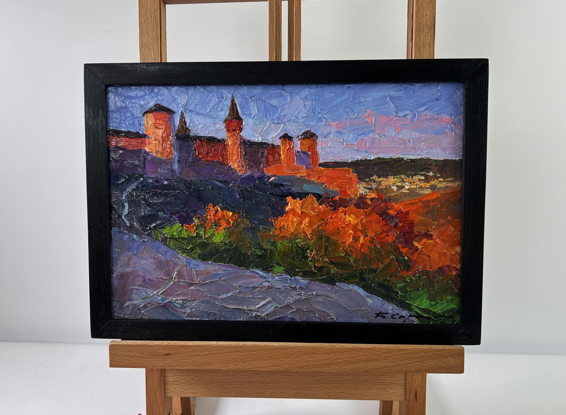 Oil painting Castle on the Hill and Autumn by Boris Serdyuk in black frame