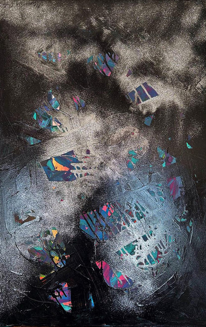 Acrylic painting Galaxy of the Soul by Olga Melezhik, iridescent geometric shapes