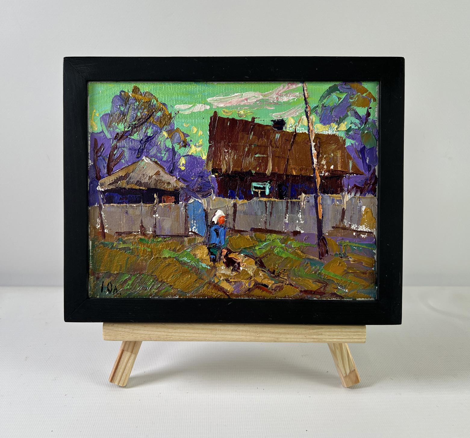 Oil painting The sky at dusk by Oleksiy Ivanyuk in black frame