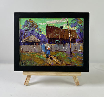 Oil painting The sky at dusk by Oleksiy Ivanyuk in black frame
