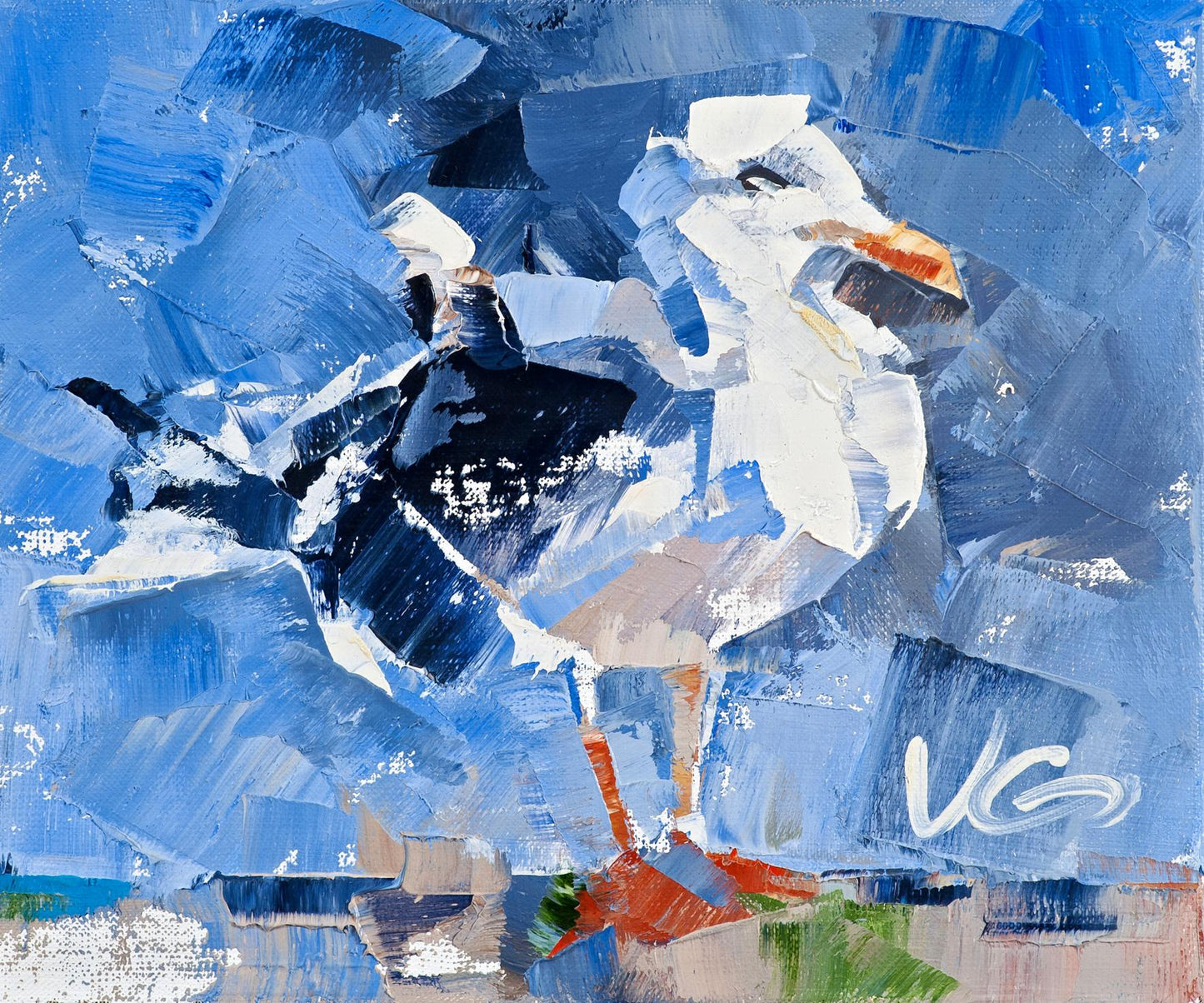Oil painting Lonely Bird by Volodymyr Gluhomanyuk, bold impasto seagull