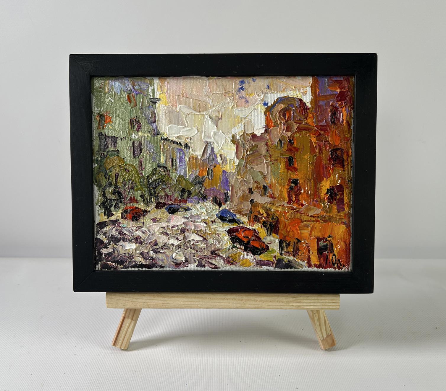 Oil painting City in the Morning by Oleksiy Ivanyuk vibrant street scene