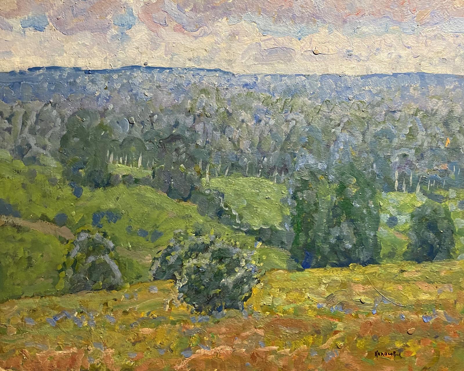 Oil painting Forest glades by Georgy Kolosovsky textured green landscape