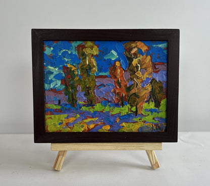 Oil painting The rustle of trees in the wind by Oleksiy Ivanyuk in dark frame