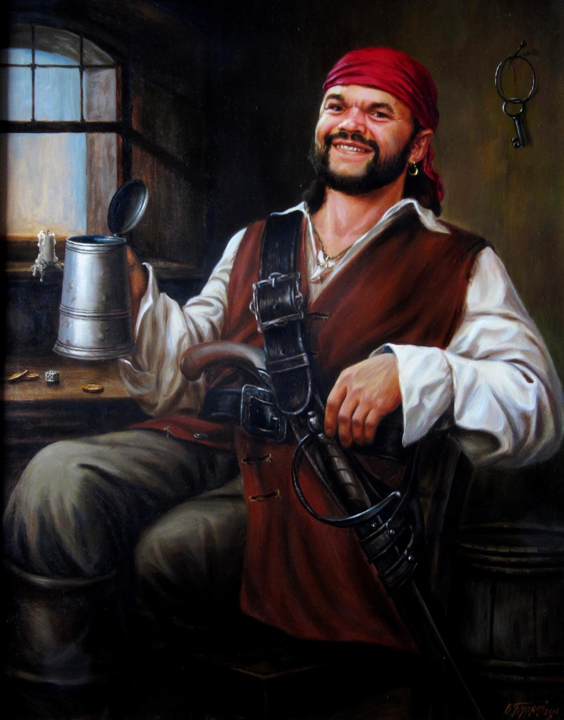 Silver tankard with black lid in Valeriy Bulat oil painting The course is the same