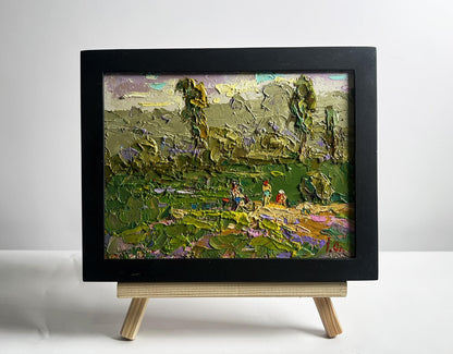 Oil painting Summer walk outside the village by Oleksiy Ivanyuk, textured landscape