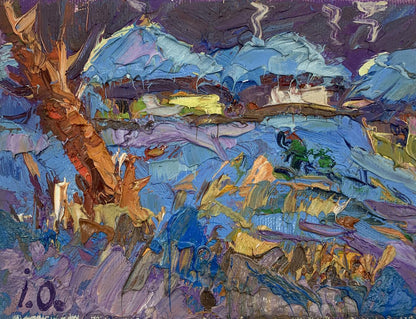 Oil painting Cozy winter landscape Oksana Ivanyuk