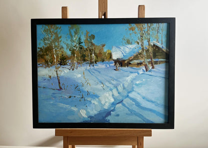 Framed oil painting After the night snowfall by Yuriy Suprunchuk