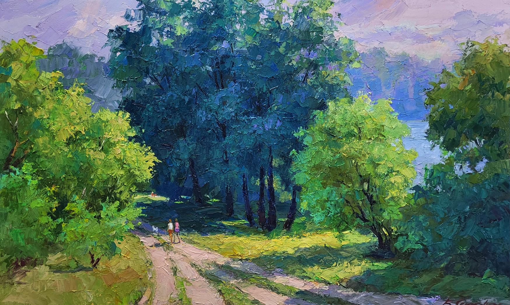 Vibrant impressionist oil painting Road to the River by Boris Serdyuk