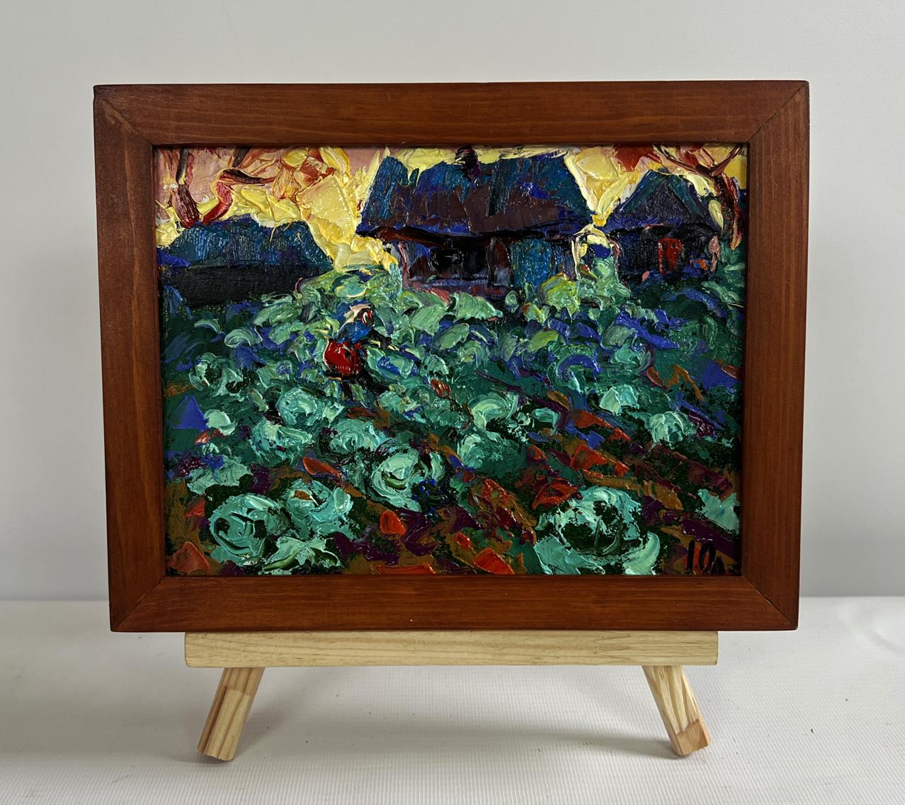 Oil painting In the Evening in the Garden by Oleksiy Ivanyuk village scene