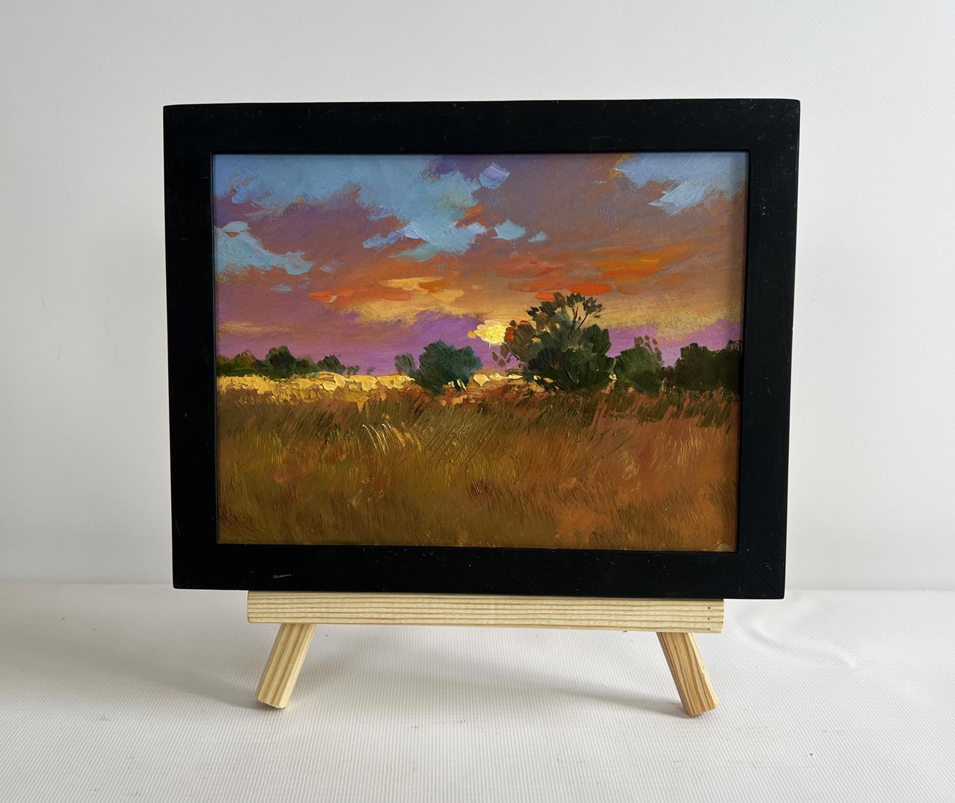 Oil painting Gold of the Passing Day by Yuriy Suprunchuk in black frame