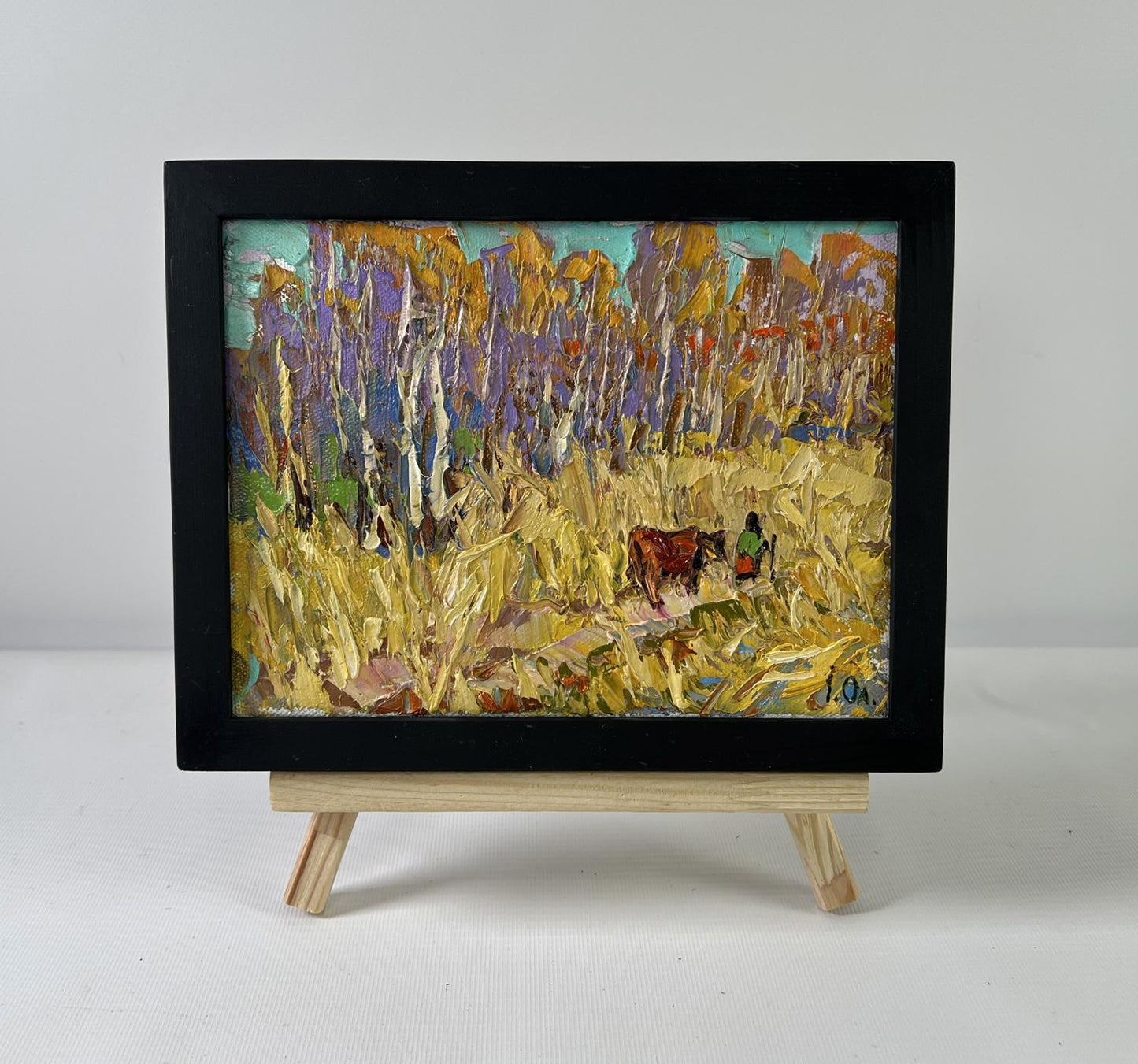 Oleksiy Ivanyuk oil painting At the forest edge black-framed autumnal scene
