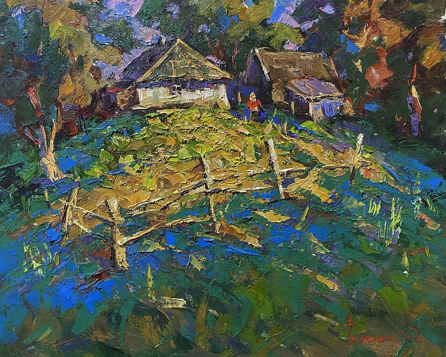 Vibrant impressionistic oil painting of autumn gardens by Oleksiy Ivanyuk