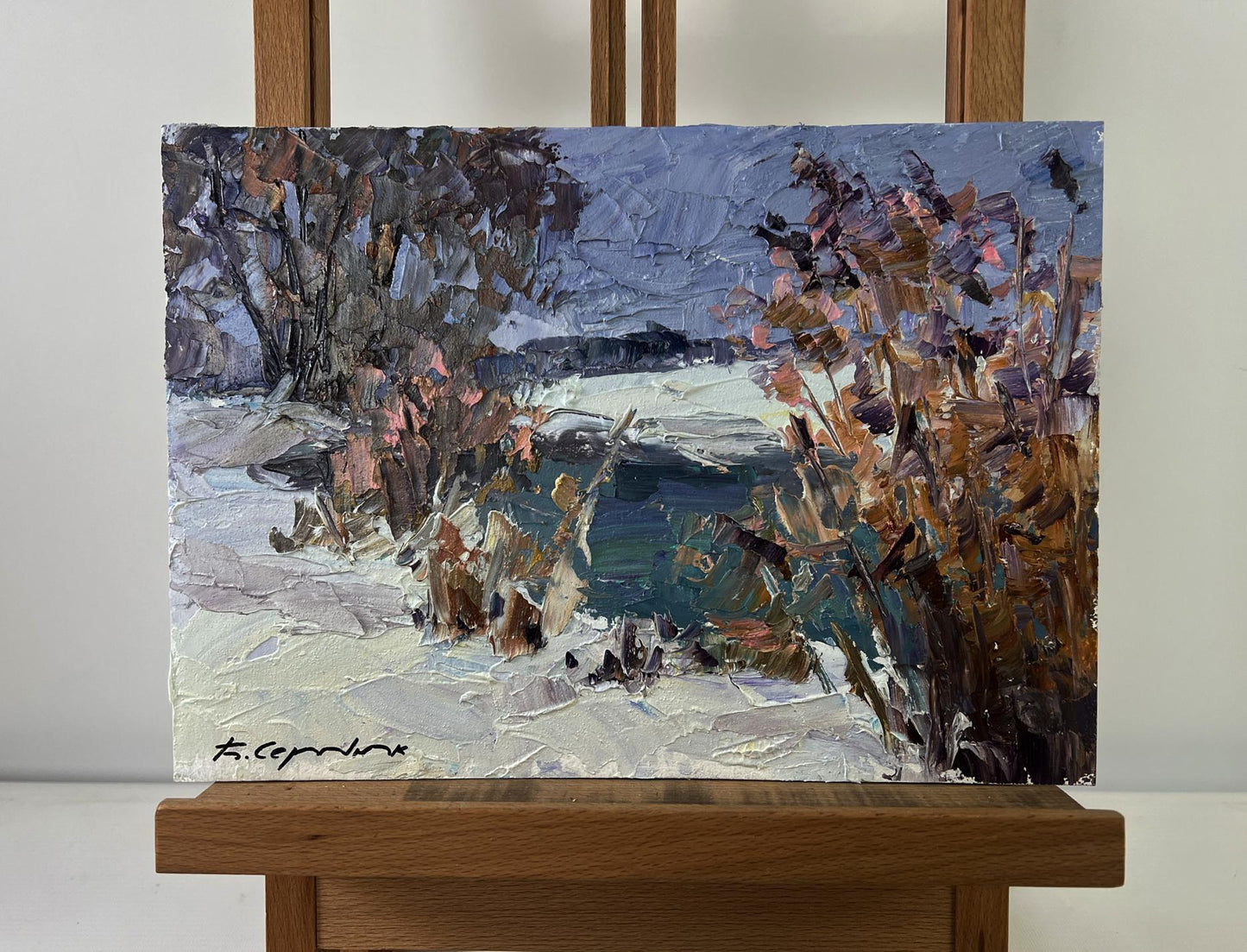 Oil painting The first snow and the breath of frost by Boris Serdyuk