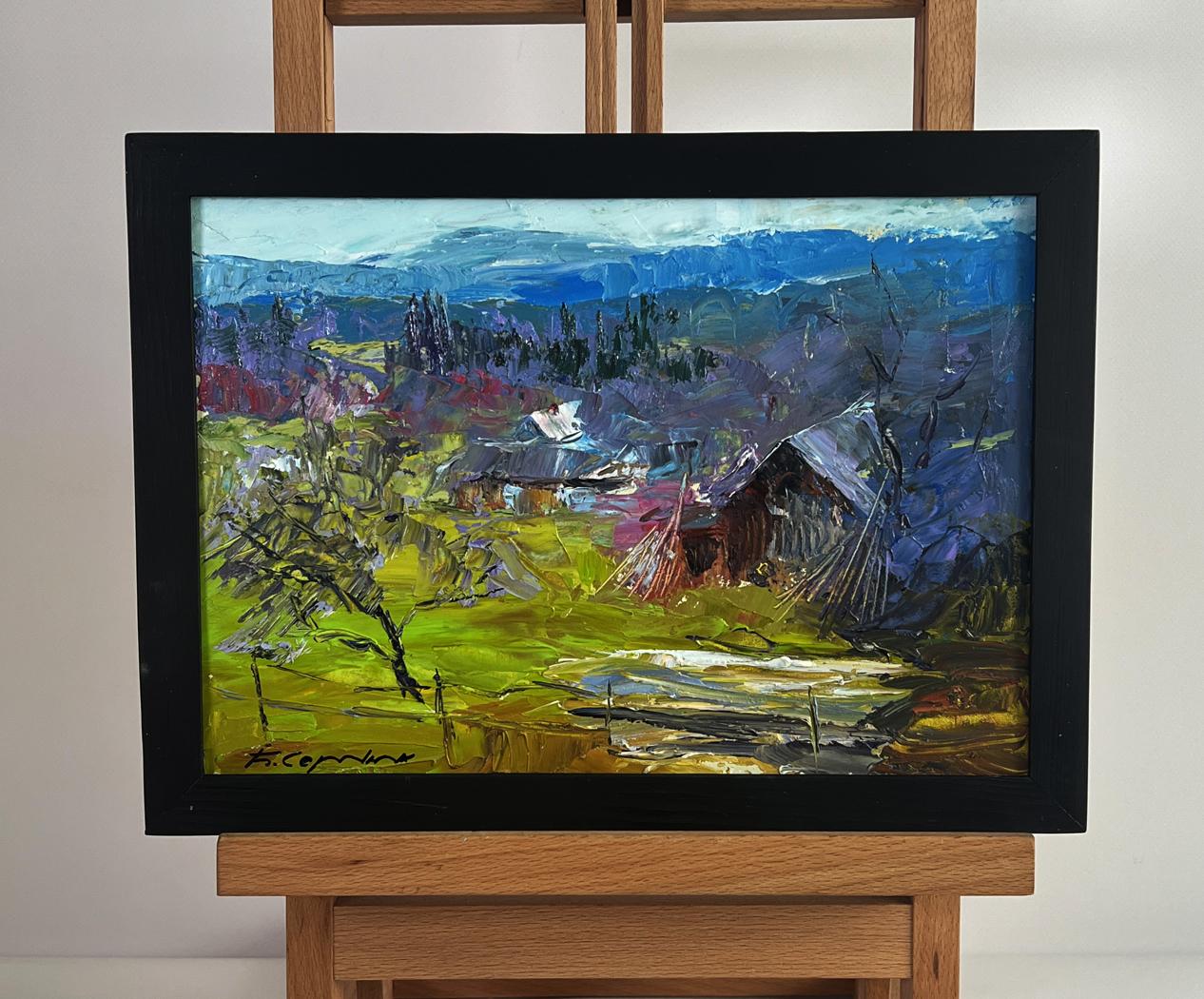 Oil painting Village in the mountains by Boris Serdyuk, impressionist landscape