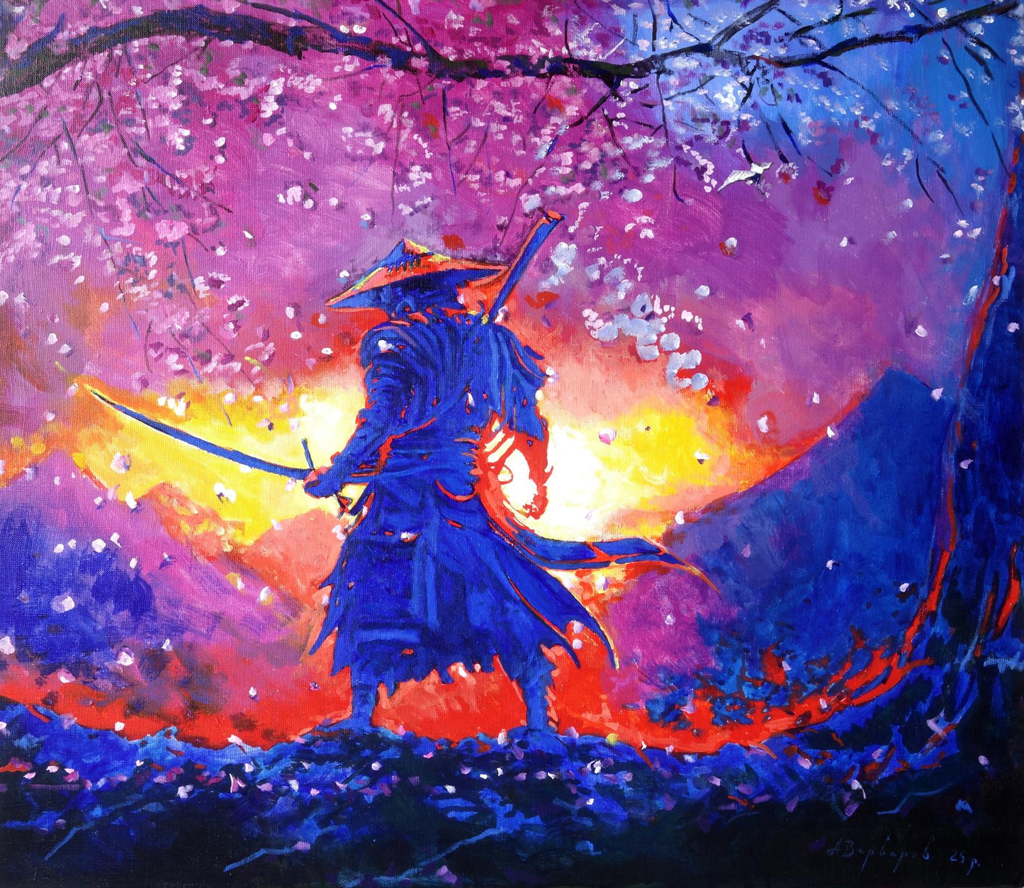 Oil painting Samurai Spring Anatoly Varvarov