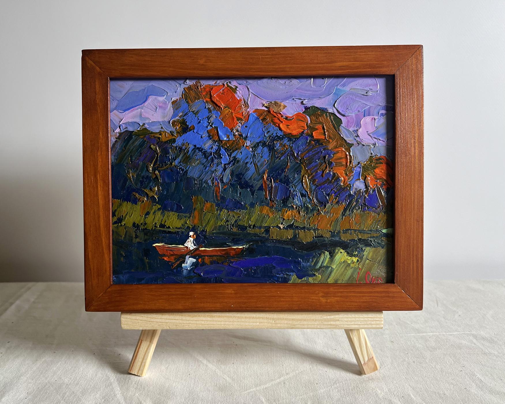 Oil painting Its cool by the river in the evening by Oksana Ivanyuk