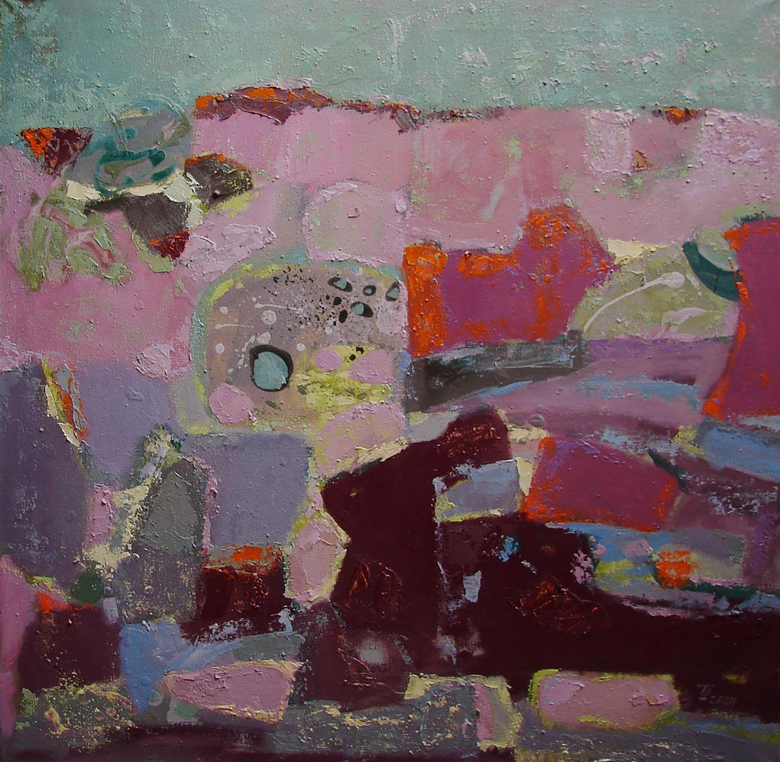Oil painting Interpretation of pink Tatyana Shulyak abstract expressionist textured art