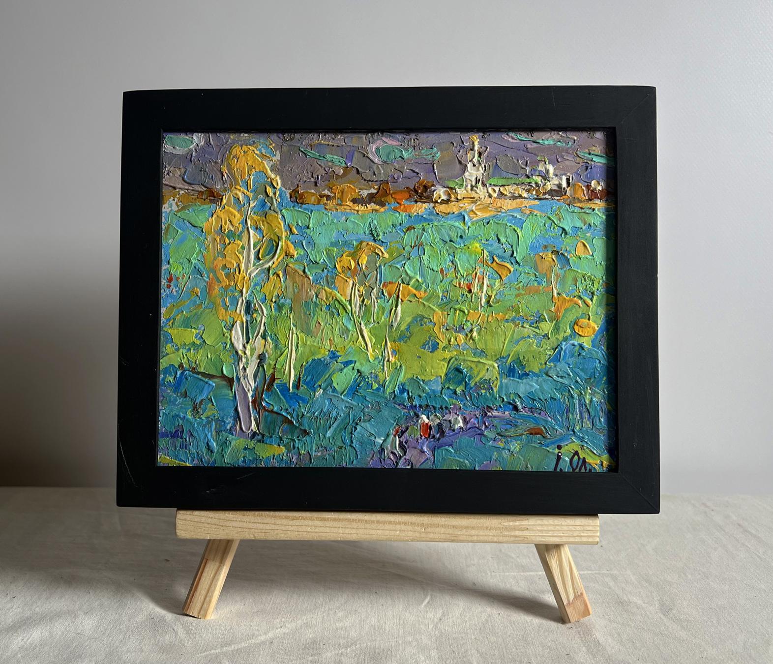 Oil painting Early autumn has come by Oksana Ivanyuk in black frame