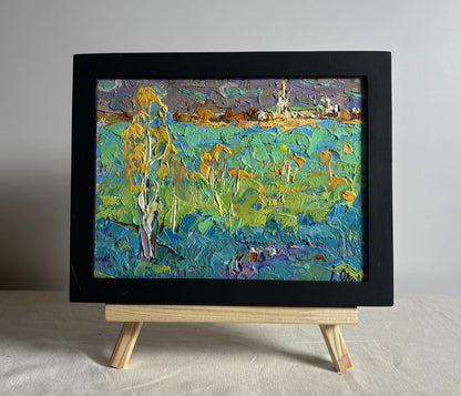 Oil painting Early autumn has come by Oksana Ivanyuk in black frame