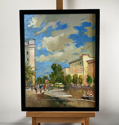 Framed oil painting Summer rhythm of the city by Yuriy Suprunchuk