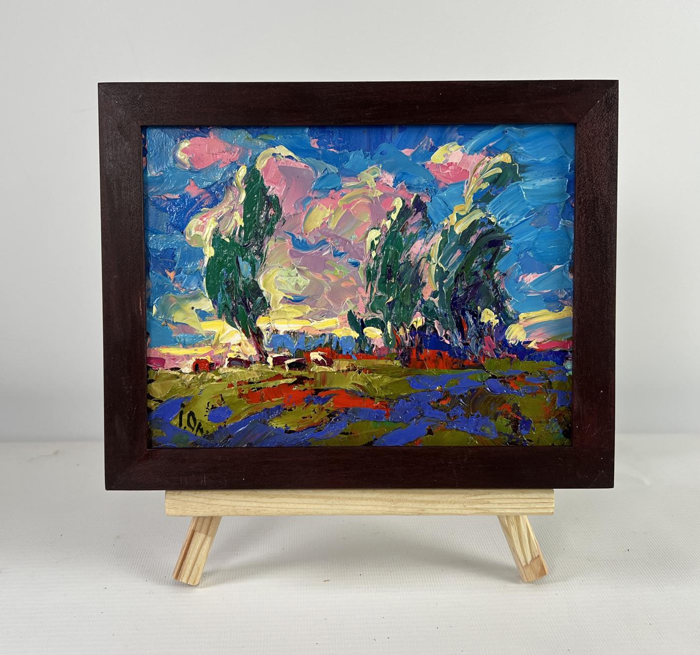 Oil painting The Whisper of the Breeze in the Fields by Oleksiy Ivanyuk in dark frame
