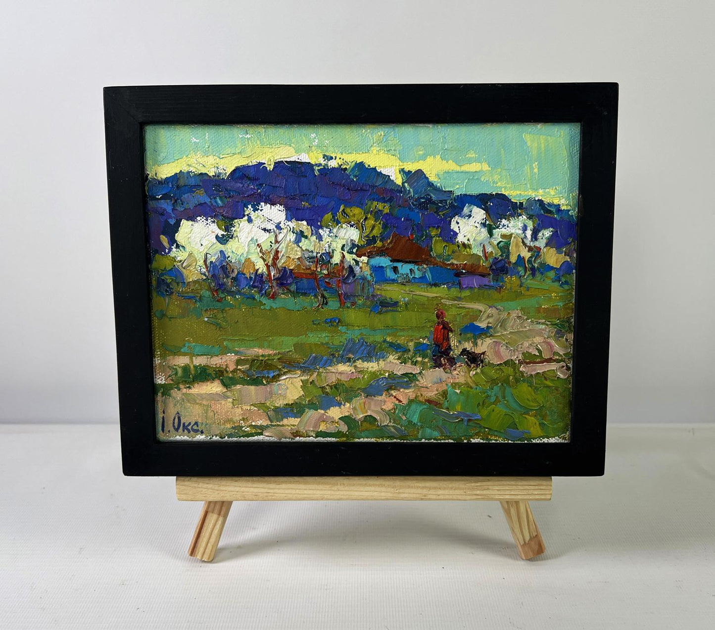 Oil painting Beyond the Village by Oksana Ivanyuk vibrant landscape