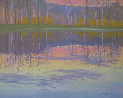 Oil painting Evening November by the river by Valery Savenets