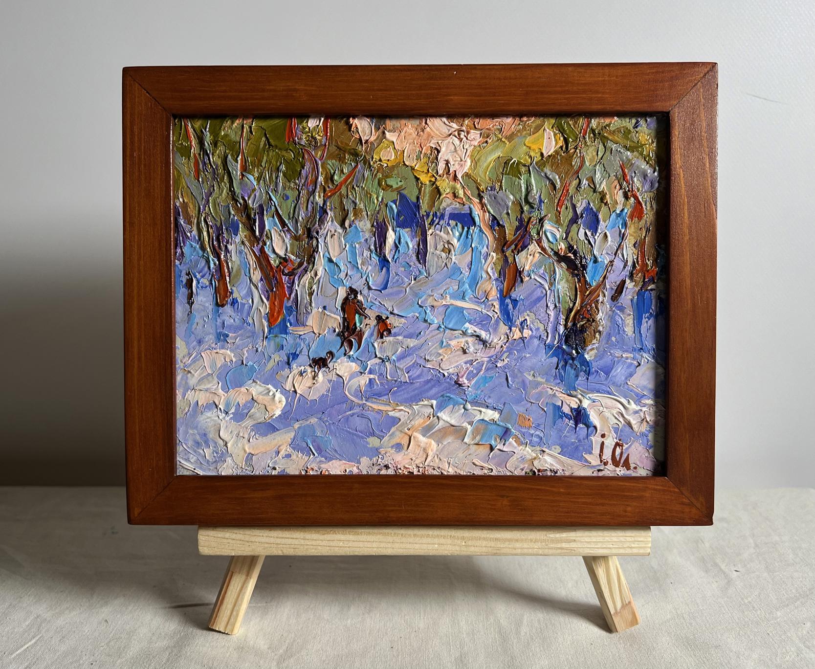 Oil painting In the winter forest park by Oleksiy Ivanyuk snowy scene