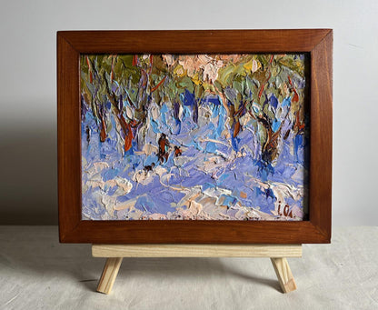 Oil painting In the winter forest park by Oleksiy Ivanyuk snowy scene