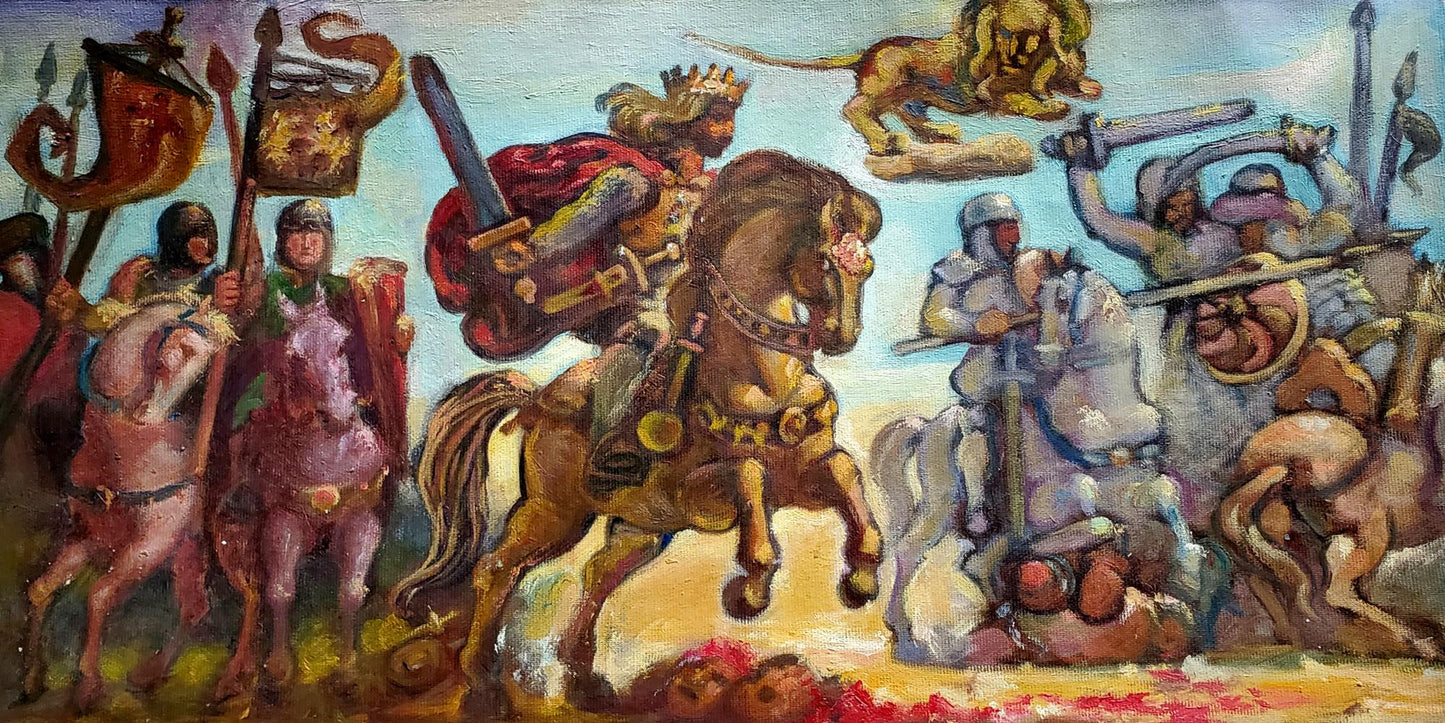 Oil painting of Richard the Lionheart medieval battle by Daniil Litvinov